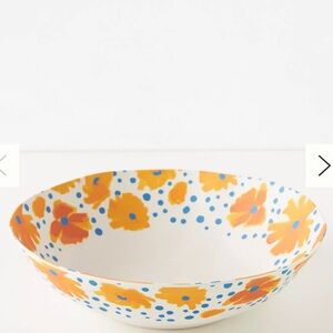 Vera for Anthropologie Orange and Blue Floral Bamboo Bowl